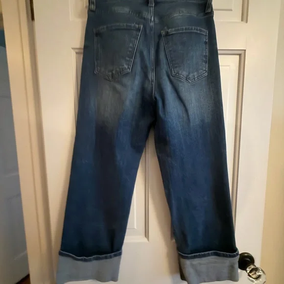 Kut from the Kloth Fay wide cuff, highly waist straight leg jean. - Picture 2 of 4